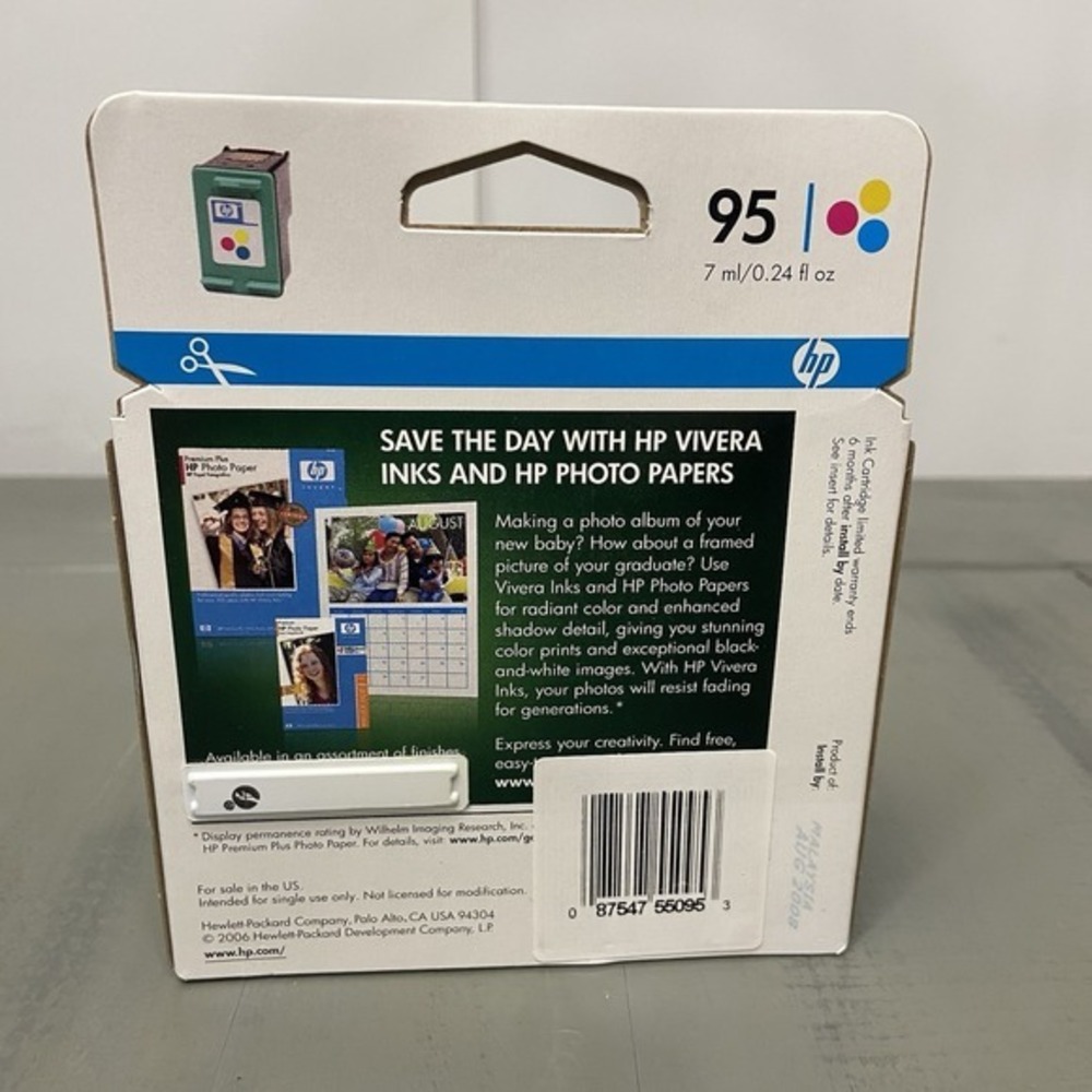 Original HP 95 Ink Cartridge Tri-color Sealed Package Expired 2008 - Picture 3 of 5